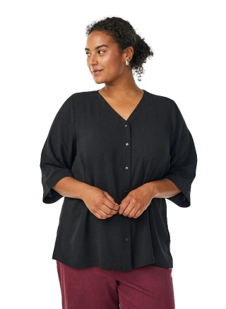 ZIZZI ELEGANCKA CZARNA BLUZKA DEKOLT GUZIKI 054D