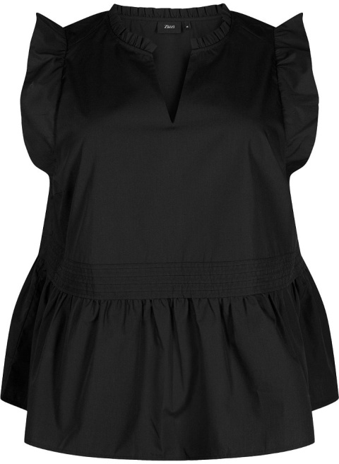 ZIZZI ELEGANCKA CZARNA BLUZKA TOP BEZ RĘKAWÓW FALBANKA 204B
