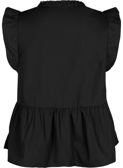 ZIZZI ELEGANCKA CZARNA BLUZKA TOP BEZ RĘKAWÓW FALBANKA 204B