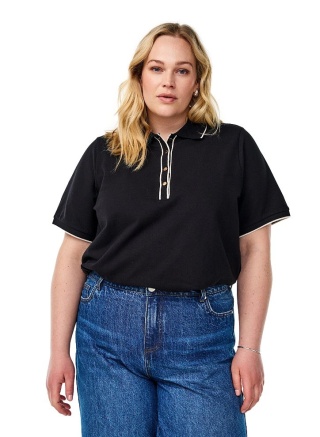 ZIZZI ELEGANCKA KOSZULKA BLUZKA POLO CZARNA 601C