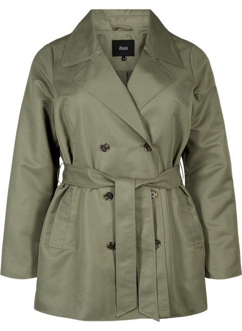 ZIZZI KRÓTKI PŁASZCZ TRENCH KURTKA PLUS SIZE ZIELEŃ 322AW