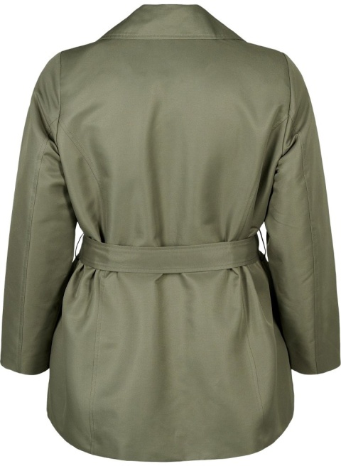 ZIZZI KRÓTKI PŁASZCZ TRENCH KURTKA PLUS SIZE ZIELEŃ 322AW