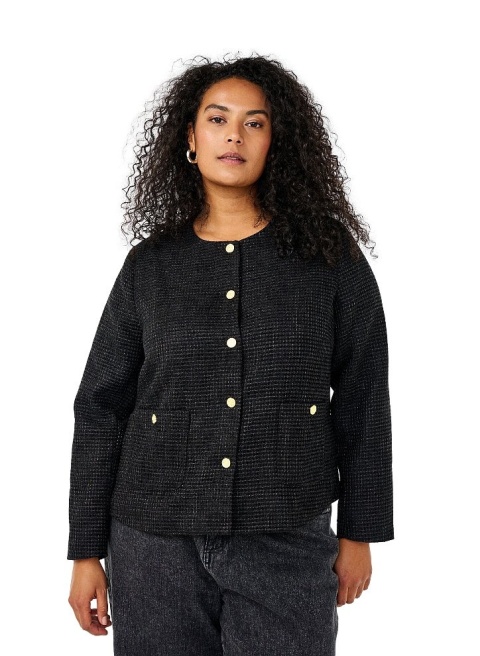 ZIZZI KURTKA CZARNA ELEGANCKA BOUCLE 543A