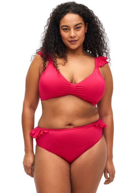 ZIZZI RÓŻOWE MAJTKI KĄPIELOWE BIKINI FALBANKI 726Q