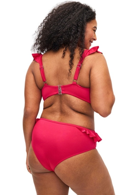 ZIZZI RÓŻOWE MAJTKI KĄPIELOWE BIKINI FALBANKI 726Q