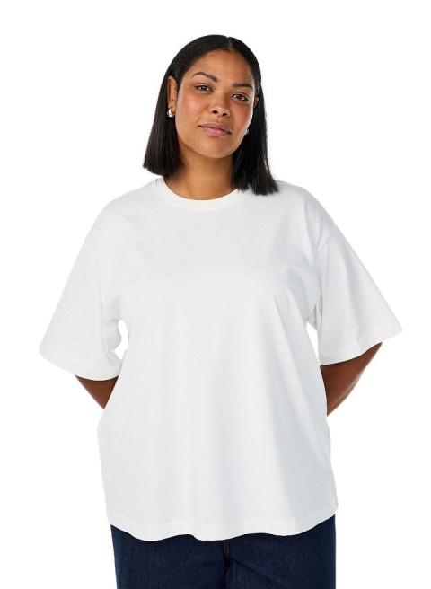 ZIZZI BIAŁY T-SHIRT OVERSIZE BAWEŁNA 902B