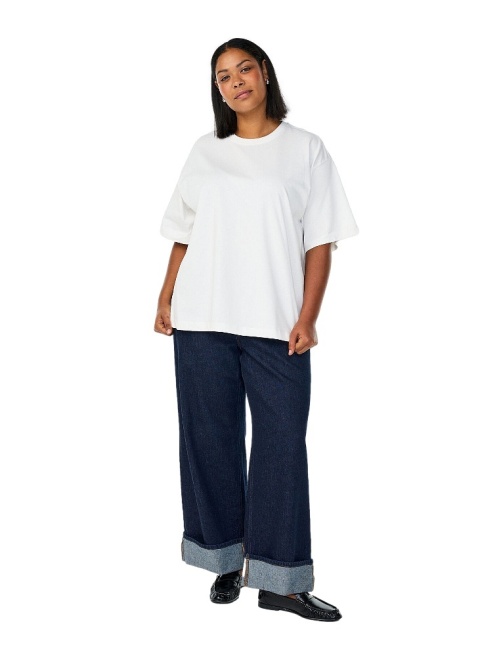 ZIZZI BIAŁY T-SHIRT OVERSIZE BAWEŁNA 902B