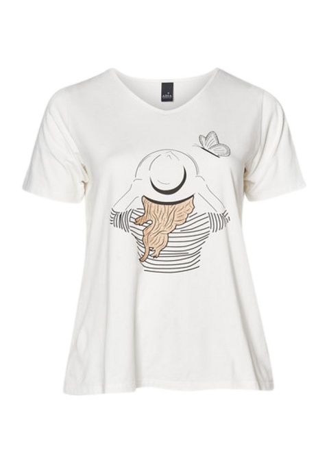 ADIA STYLOWY T-SHIRT BIAŁY NADRUK A460