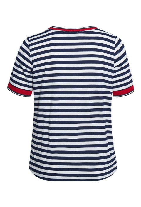 APIRICO FINEZYJNY T-SHIRT BLUZKA PASKI RYBKI A353