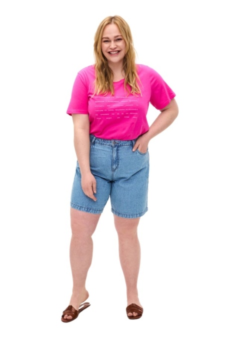 ZIZZI MODNY RÓŻOWY T-SHIRT NAPISY 252F