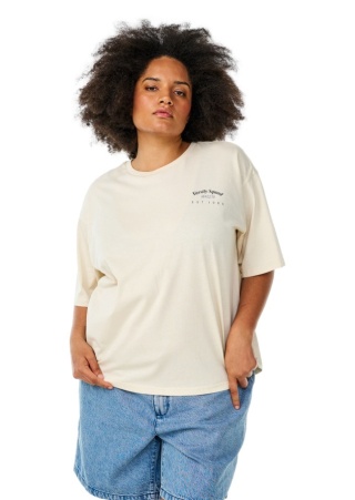 ZIZZI BEŻOWY T-SHIRT OVERISZE NAPISY BAWEŁNA 689A
