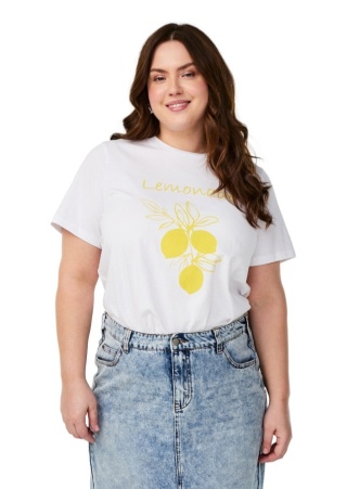 ZIZZI BAWEŁNIANY BIAŁY T-SHIRT NADRUK 253J