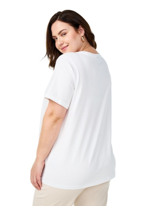 ZIZZI BIAŁY KLASYCZNY BAWEŁNIANY T-SHIRT NADRUK KWIATY 252I