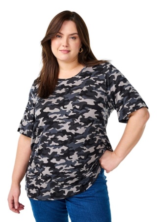 ZIZZI SZARA BLUZKA T-SHIRT WZÓR MORO 417B