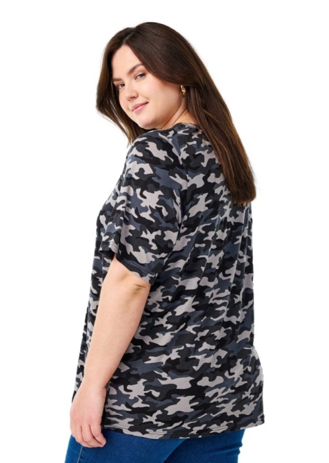 ZIZZI SZARA BLUZKA T-SHIRT WZÓR MORO 417B