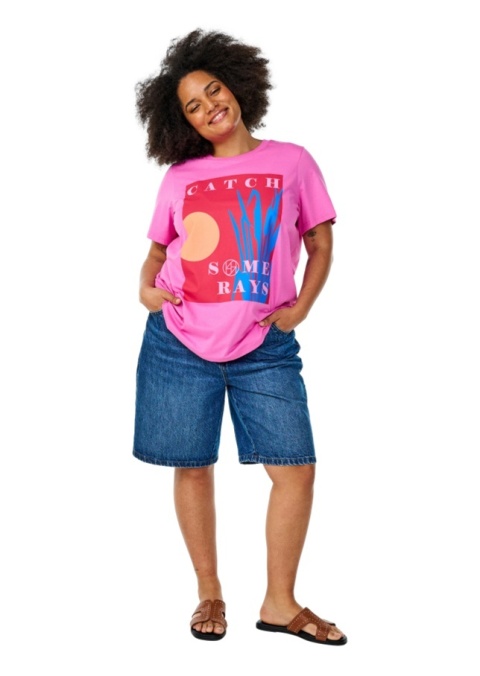 ZIZZI RÓŻOWY BAWEŁNIANY T-SHIRT BLUZKA NADRUK 327A