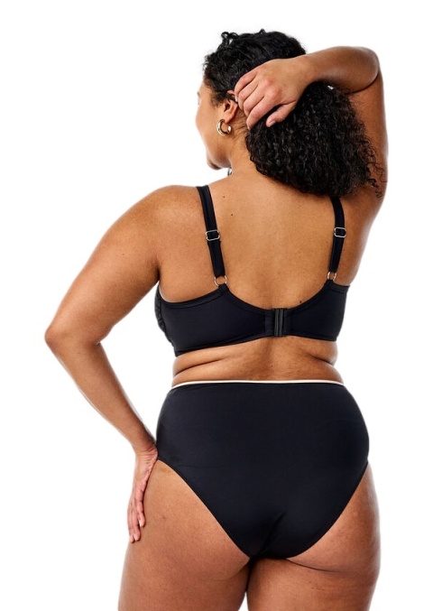 ZIZZI MAJTKI BIKINI CZARNE Z BIAŁYM PASKIEM WYSOKI STAN 846B