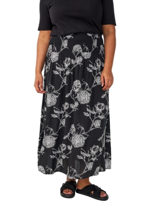 ZIZZI CZARNA ZWIEWNA SPÓDNICA MAXI WZÓR WISKOZA 036B