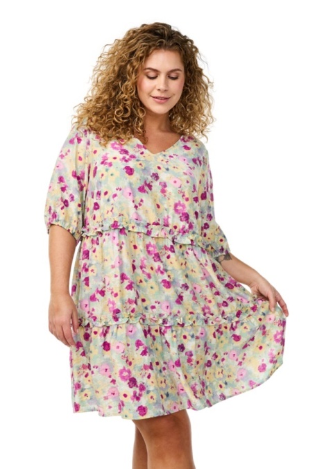 ZIZZI ZWIEWNA KOLOROWA SUKIENKA MINI WZÓR WISKOZA 104A