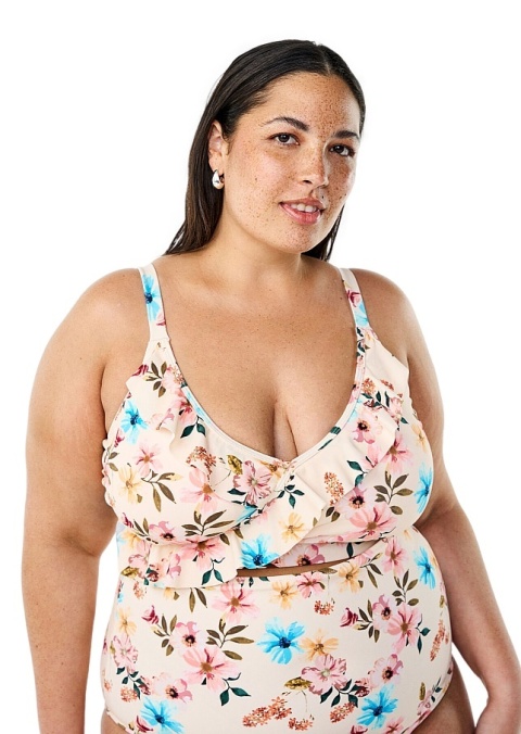 ZIZZI BEŻOWY BIUSTONOSZ KĄPIELOWY GÓRA OD BIKINI FALBANA 506F