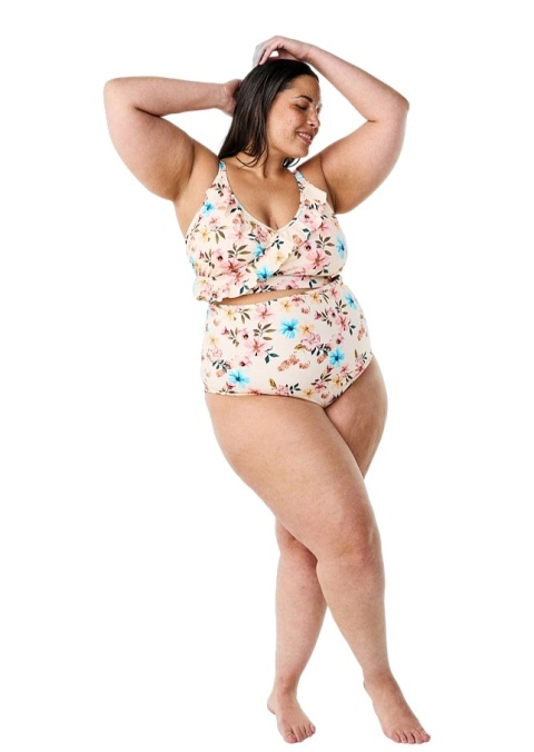 ZIZZI BEŻOWY BIUSTONOSZ KĄPIELOWY GÓRA OD BIKINI FALBANA 506F