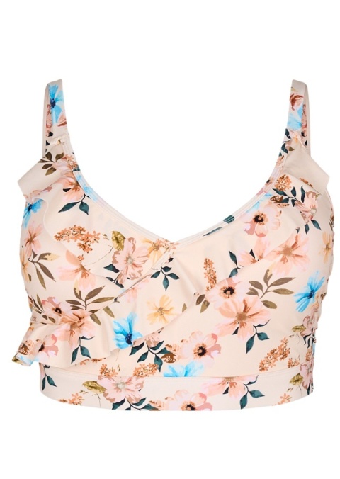 ZIZZI BEŻOWY BIUSTONOSZ KĄPIELOWY GÓRA OD BIKINI FALBANA 506F