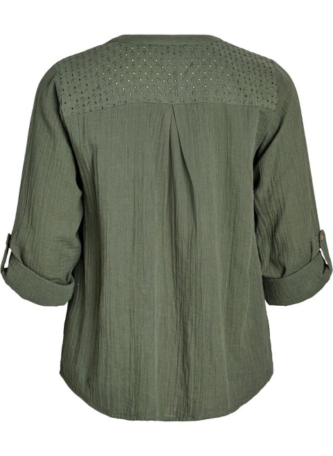 ZIZZI BLUZKA KHAKI ZIELONA BAWEŁNA HAFT 444B