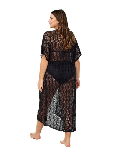 ZIZZI CZARNE KIMONO PLAŻOWE NARZUTKA 843A