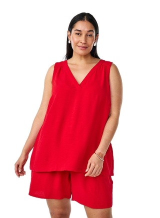 ZIZZI ELEGANCKA CZERWONA BLUZKA TOP BEZ RĘKAWÓW 990C