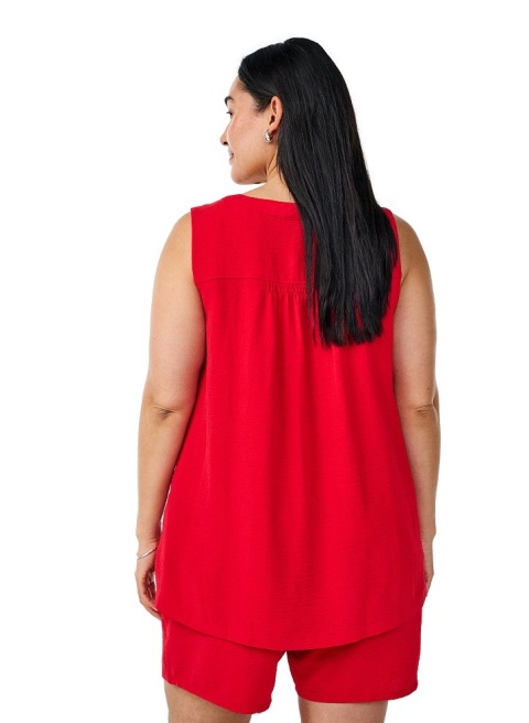 ZIZZI ELEGANCKA CZERWONA BLUZKA TOP BEZ RĘKAWÓW 990C