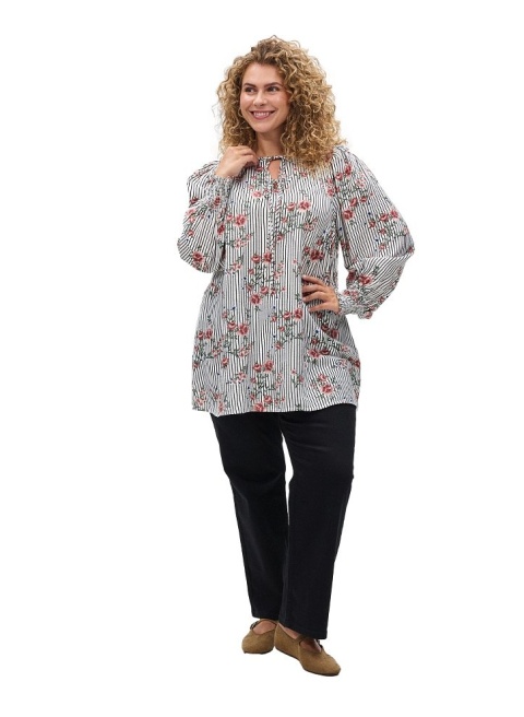 ZIZZI ELEGANCKA TUNIKA KWIATY PASKI 170A