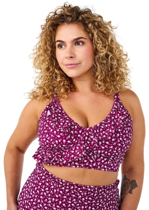 ZIZZI FIOLETOWY BIUSTONOSZ KĄPIELOWY GÓRA OD BIKINI FALBANA 506F