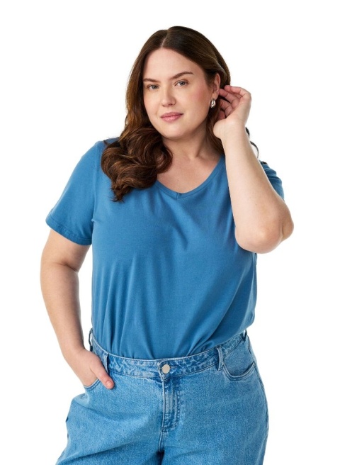 ZIZZI KLASYCZNY WYGODNY NIEBIESKI T-SHIRT 010D