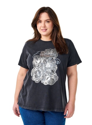 ZIZZI SZARY BAWEŁNIANY T-SHIRT NADRUK 295A