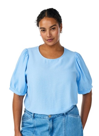 ZIZZI ELEGANCKA BLUZKA WISKOZA BUFKI NIEBIESKA 496C