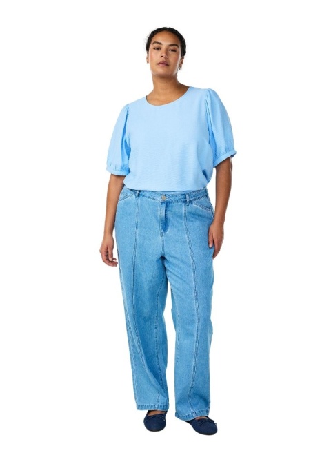 ZIZZI ELEGANCKA BLUZKA WISKOZA BUFKI NIEBIESKA 496C