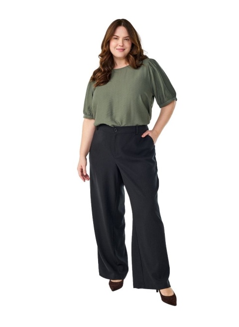 ZIZZI ELEGANCKA BLUZKA WISKOZA BUFKI OLIWKA 496C