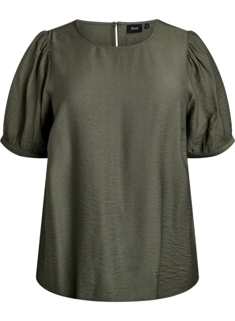 ZIZZI ELEGANCKA BLUZKA WISKOZA BUFKI OLIWKA 496C