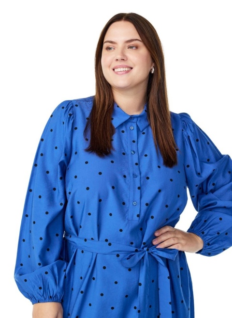 ZIZZI ELEGANCKA SUKIENKA W GROSZKI WIĄZANA 510B