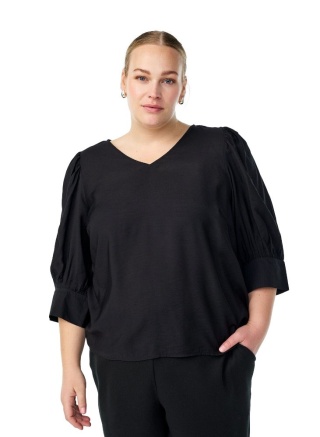 ZIZZI ELEGANCKA CZARNA BLUZKA W SEREK 560D