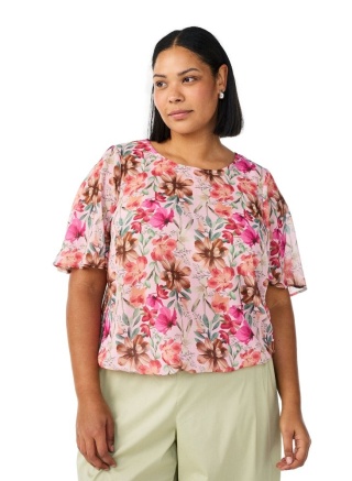 ZIZZI FANTASTYCZNA ELEGANCKA BLUZKA W KWIATY 833E