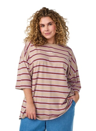 ZIZZI FANTASTYCZNY T-SHIRT W PASKI OVERSIZE 951B