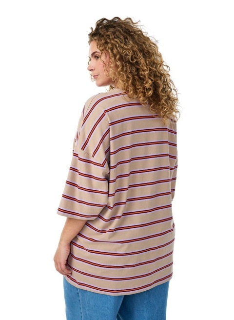 ZIZZI FANTASTYCZNY T-SHIRT W PASKI OVERSIZE 951B