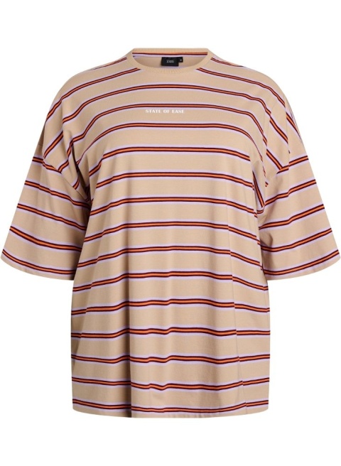ZIZZI FANTASTYCZNY T-SHIRT W PASKI OVERSIZE 951B