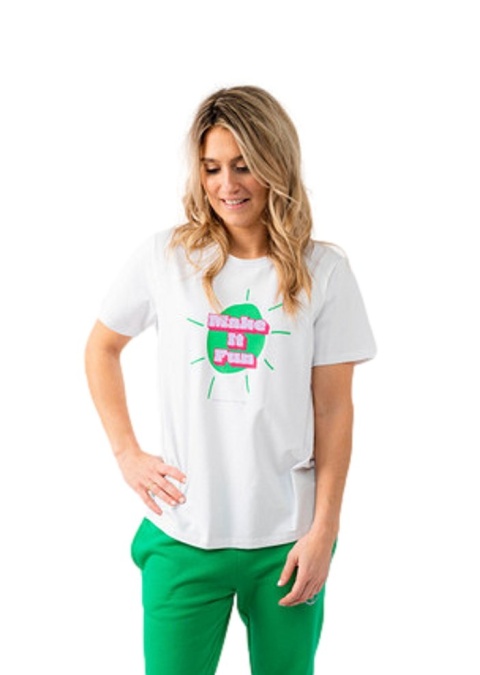 POLMAN WYGODNA BLUZKA T-SHIRT BIAŁY NAPIS E008
