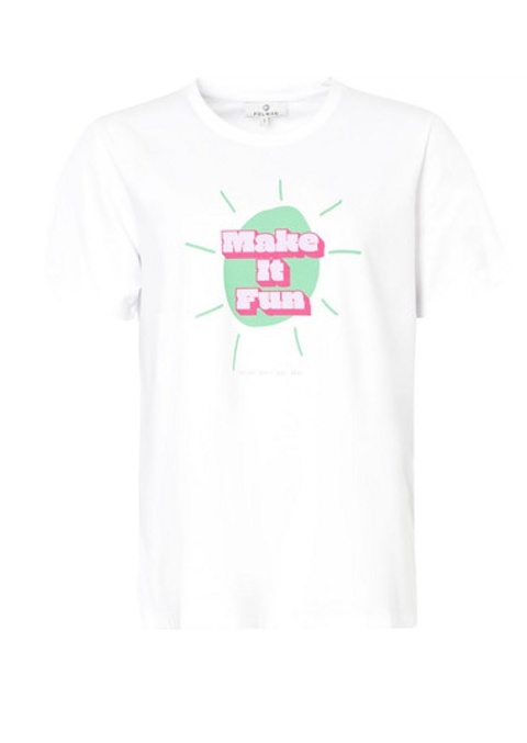 POLMAN WYGODNA BLUZKA T-SHIRT BIAŁY NAPIS E008