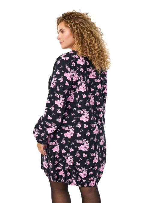 ZIZZI CZARNA SUKIENKA BOMBKA W KWIATY 001W