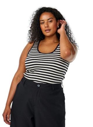 ZIZZI CZARNY T-SHIRT BAWEŁNA PASKI 622A