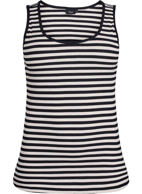 ZIZZI CZARNY T-SHIRT BAWEŁNA PASKI 622A