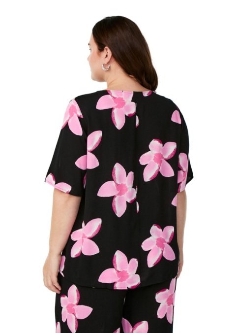 ZIZZI CZARNA BLUZKA W KWIATY WISKOZA 040W